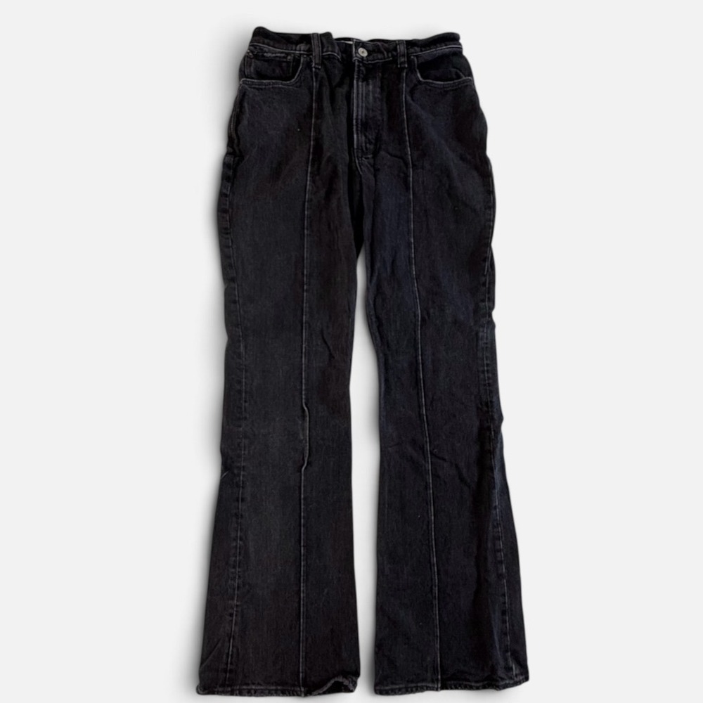 Abercrombie & Fitch Flare Jeans Womens 4L High Rise Front Seam Washed BlackY2K